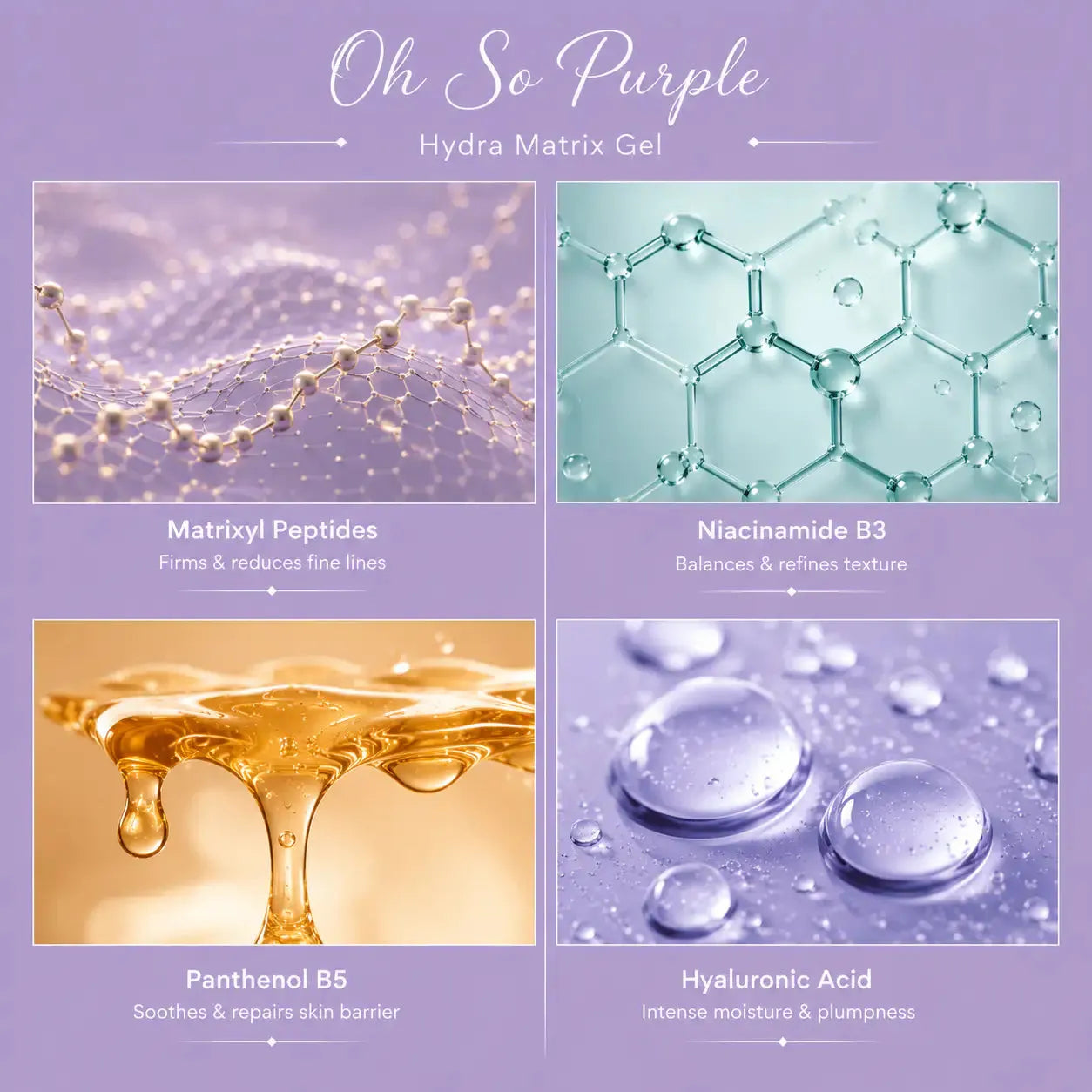 Hydra Matrix Gel - Matrixyl Peptides, Niacinamide (B3), Panthenol (B5), Hyaluronic Acid Collagen Support Gel (50 gm)